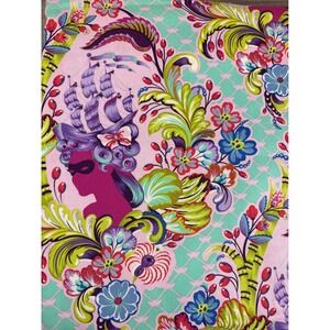 Tula Pink Parisville Deja Vu Cameo Fabric Free Spirit 2.5 yards Pink Aqua Cotton